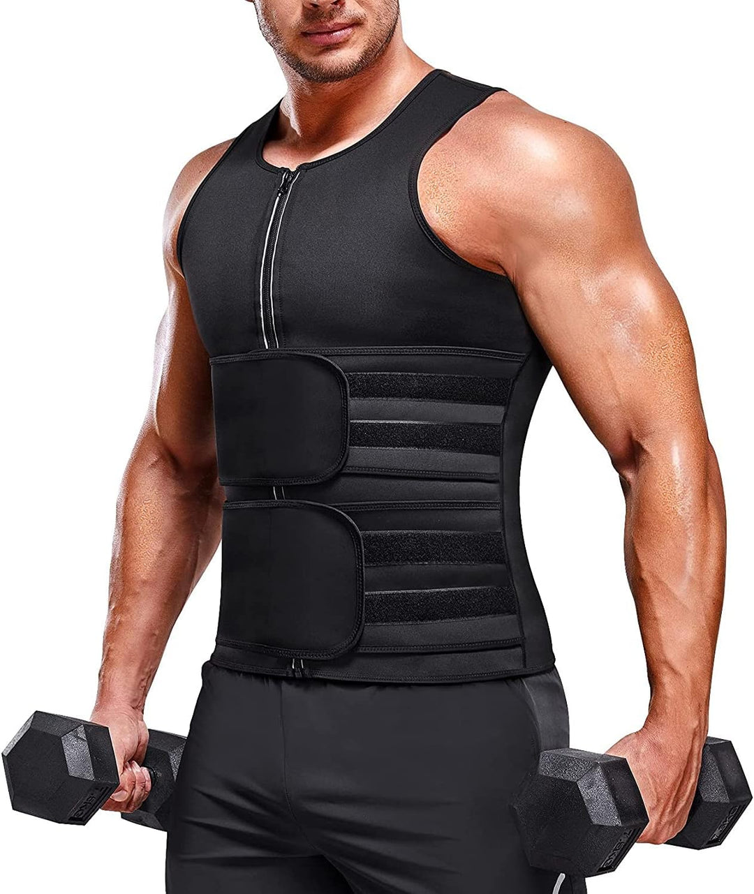 KUMAYES Herren Sauna Schweiss Weste Bauchweggürtel Neopren Fitness Korsett Bauchweg Shirt mit Sauna