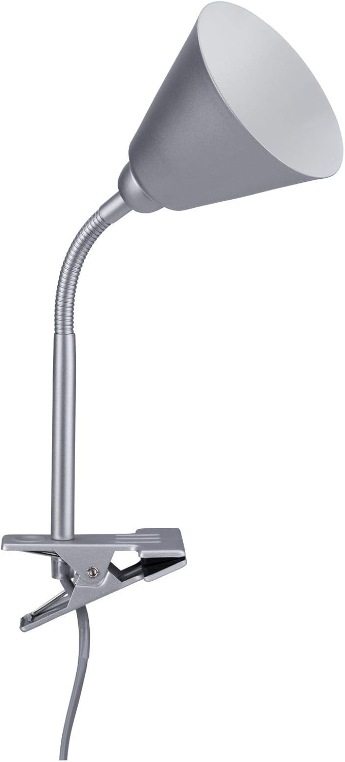 Paulmann 95432 Klemmleuchte Vitis mit Flexarm rund max. 20 Watt Lampe Schnurschalter Grau Metall, Ku
