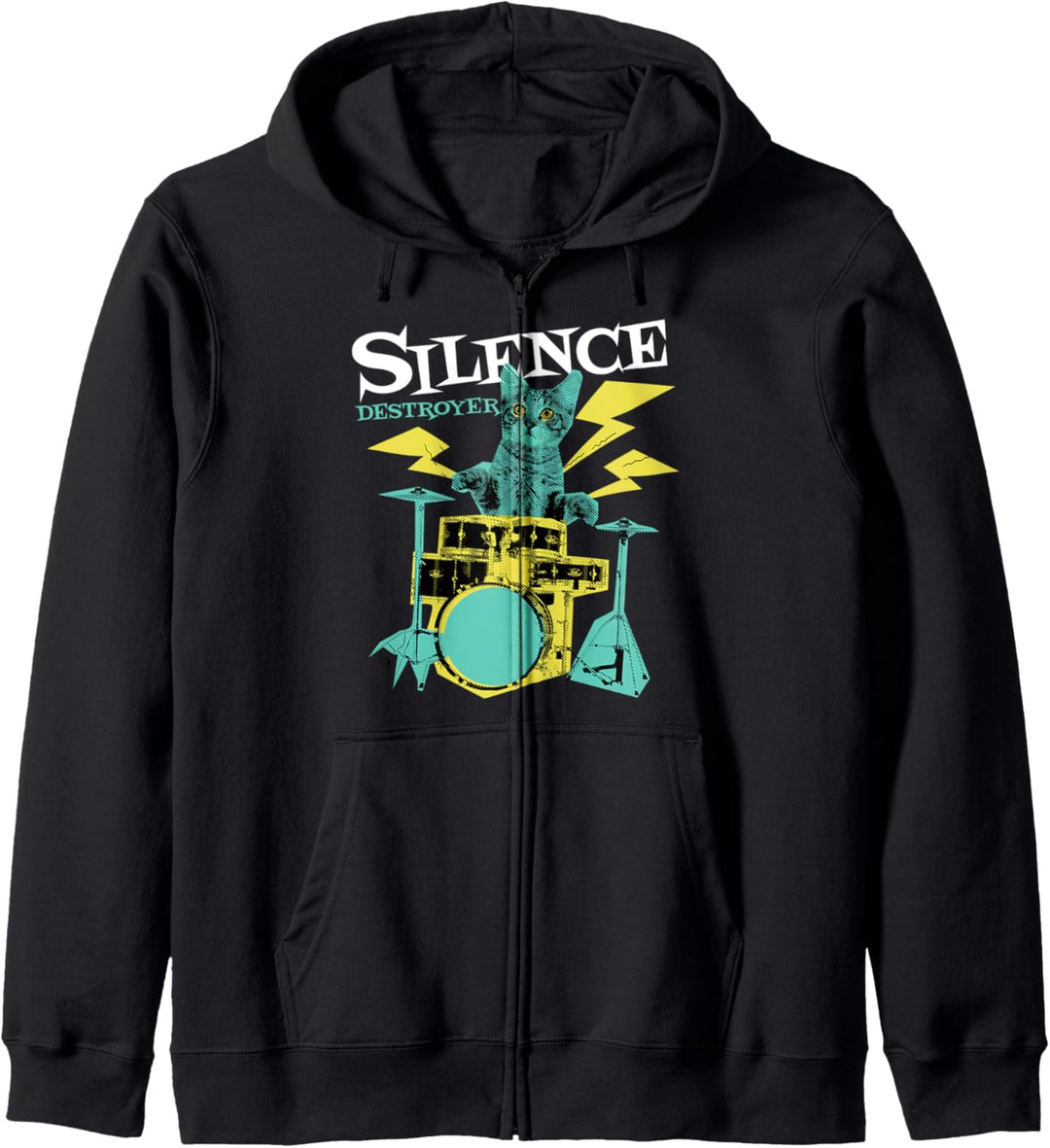 Drummer Katze Schlagzeug Lustig Schlagzeuger Geschenl Kapuzenjacke