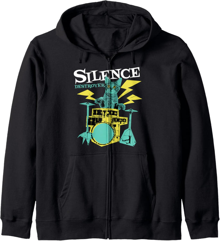 Drummer Katze Schlagzeug Lustig Schlagzeuger Geschenl Kapuzenjacke
