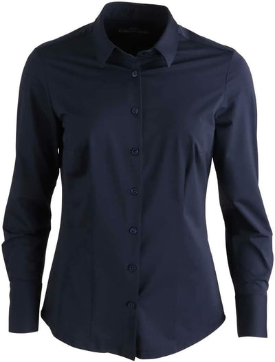 Pure Slim Functional Bluse Hemdenkragen Nachtblau M Nachtblau, M Nachtblau