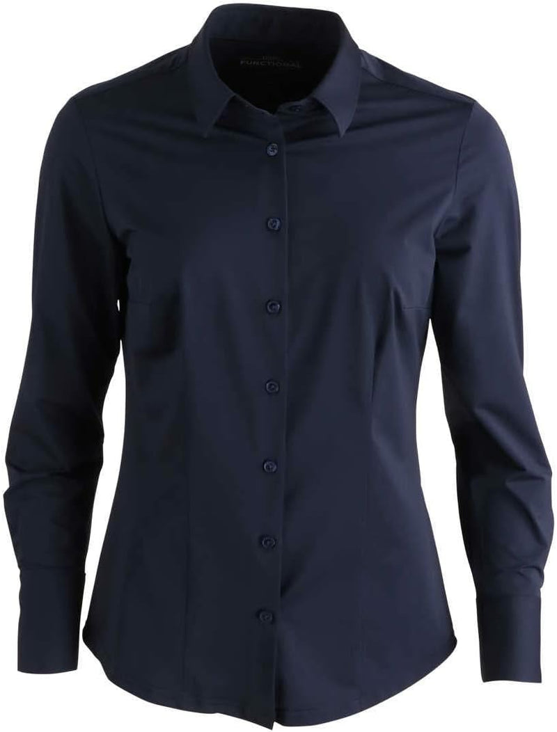 Pure Slim Functional Bluse Hemdenkragen Nachtblau M Nachtblau, M Nachtblau
