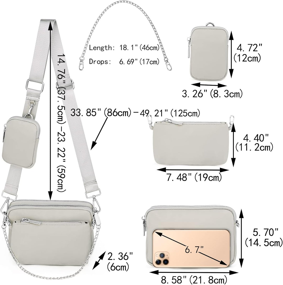 UTO Kleine Umhängetasche Damen 3 in 1 Crossbody Bag Damen Breiter Gurt mit Münzbeutel Handtasche mit