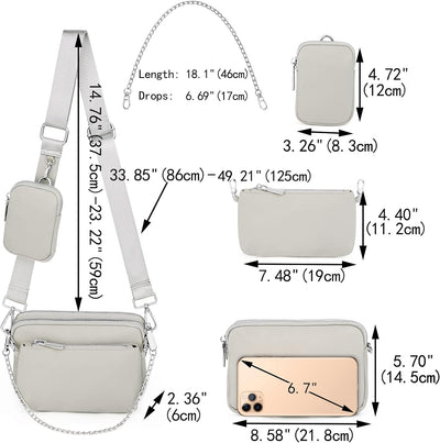 UTO Kleine Umhängetasche Damen 3 in 1 Crossbody Bag Damen Breiter Gurt mit Münzbeutel Handtasche mit