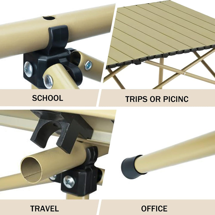 Campingtisch faltbar Klapptisch, Aufrollbare Tischplatte, Camping Falttisch Tragbar Kohlenstoffstahl