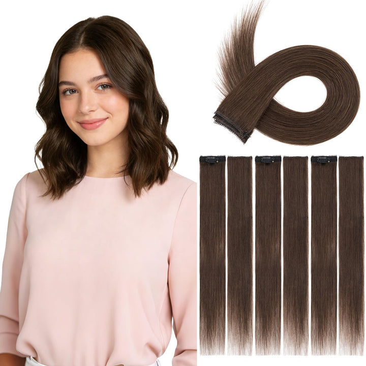 S-noilite Clip in Extensions Echthaar 6 Stück Balayage Haarverlängerung Echthaar Highlights für Frau