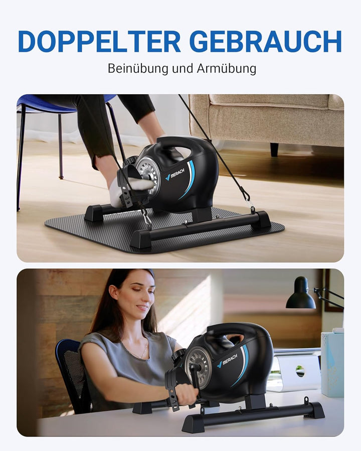 MERACH Pedaltrainer,Beintrainer für Zuhause,Mini Heimtrainer Senioren mit 2 Widerstandsbändern und R