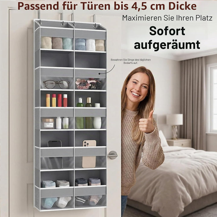 Hängeorganizer Tür mit 10 Fächern, Hängeregal über Tür Organizer mit 10 Seitentaschen & 4 Metallhake