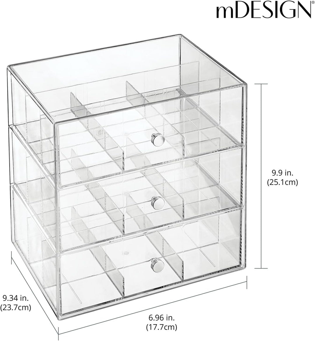 mDesign Küchen Organizer mit 3 Schubladen – Aufbewahrungsbox für Teebeutel, Kaffeepads, Süssungsmitt