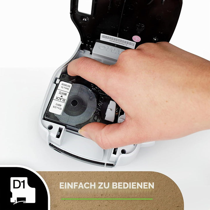 DYMO Original D1-Etikettenband | schwarz auf weiss | 12 mm x 7 m | selbstklebendes Schriftband| für