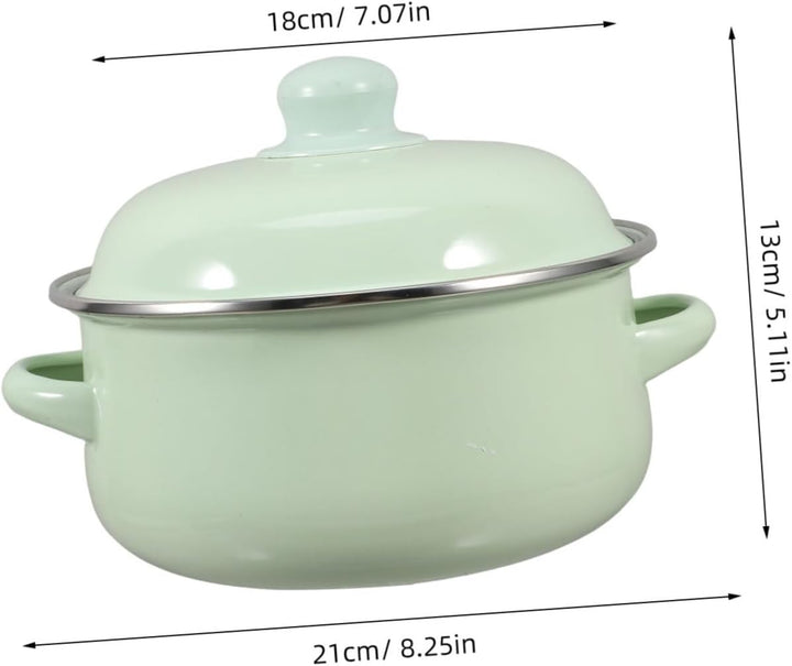 Vintage Emaille Kochtopf Mit Deckel Und Doppelgriffen 7L Suppentopf Für Heimküche Vielseitiger - Und