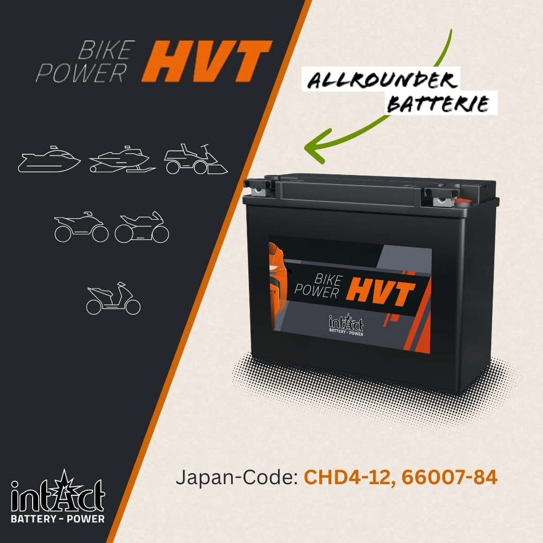 intAct - HVT MOTORRADBATTERIE | Batterie für Roller, Motorrad, Rasentraktor. Wartungsfreier & auslau