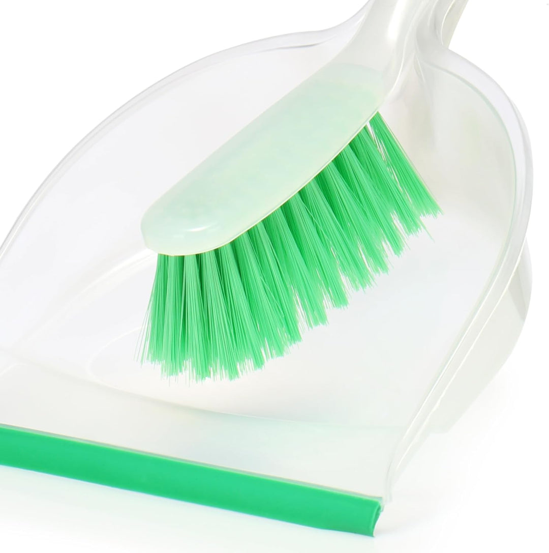 com-four® 2X Kehrgarnitur - grünes Kehr-Set aus Handfeger und Kehrschaufel - farbenfrohes Haushaltsr