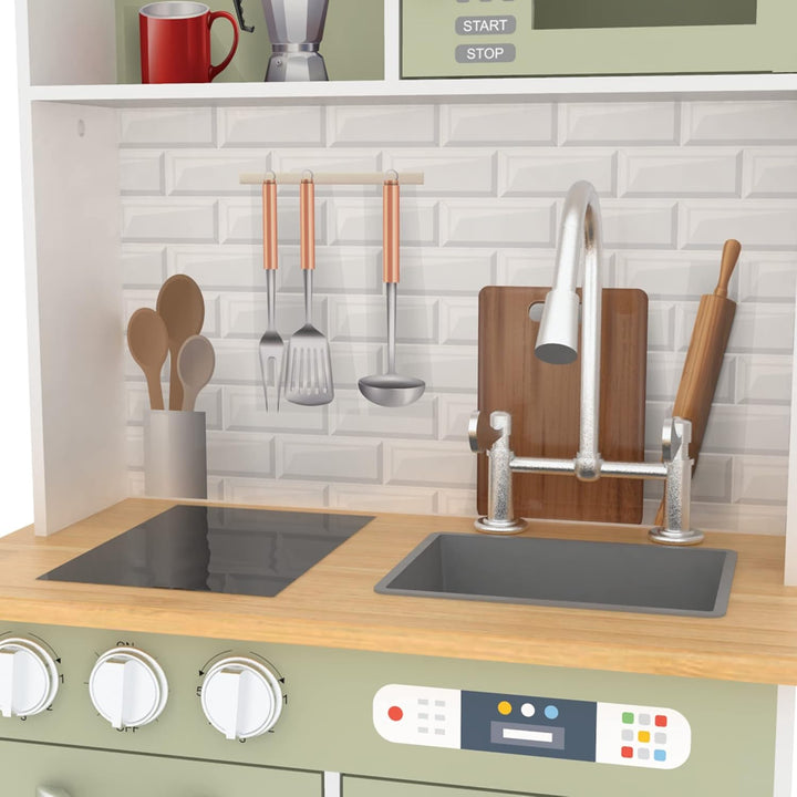 Teamson Kids Küche Für Kinder Aus Holz Little Chef Boston mit Interaktiven Funktionen &amp; 9 Kochzubehö