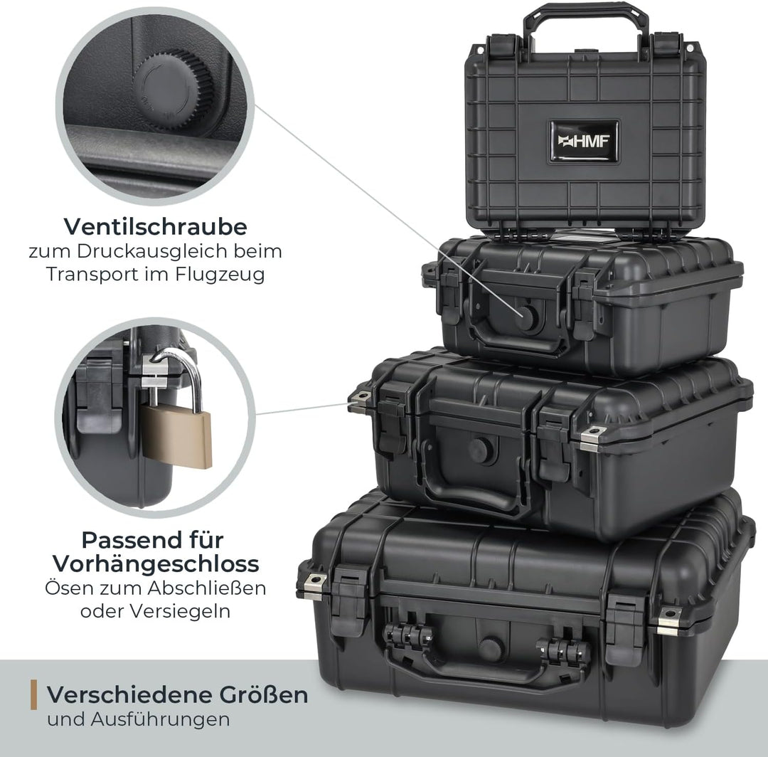HMF ODK100 Outdoor-Fotokoffer, Transportkoffer mit Rasterschaumstoff | 57 x 41,5 x 21,5 cm, 57 x 41,