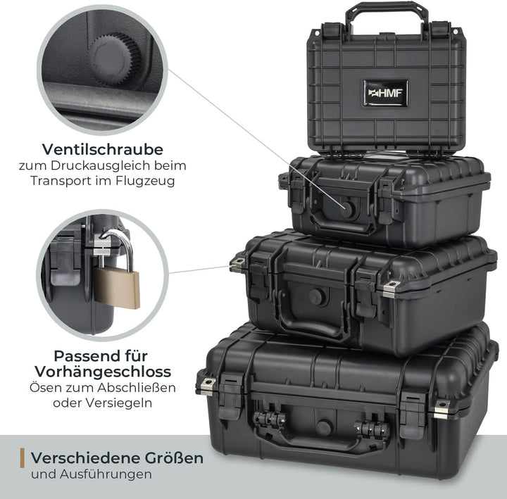 HMF ODK100 Outdoor-Fotokoffer, Transportkoffer mit Rasterschaumstoff | 57 x 41,5 x 21,5 cm, 57 x 41,