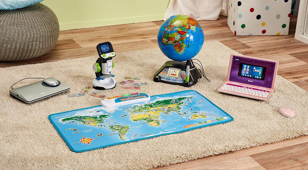 Vtech Genio Lernlaptop pink – Lerncomputer mit Internetzugang, Textprogramm und Lerninhalten zu Buch