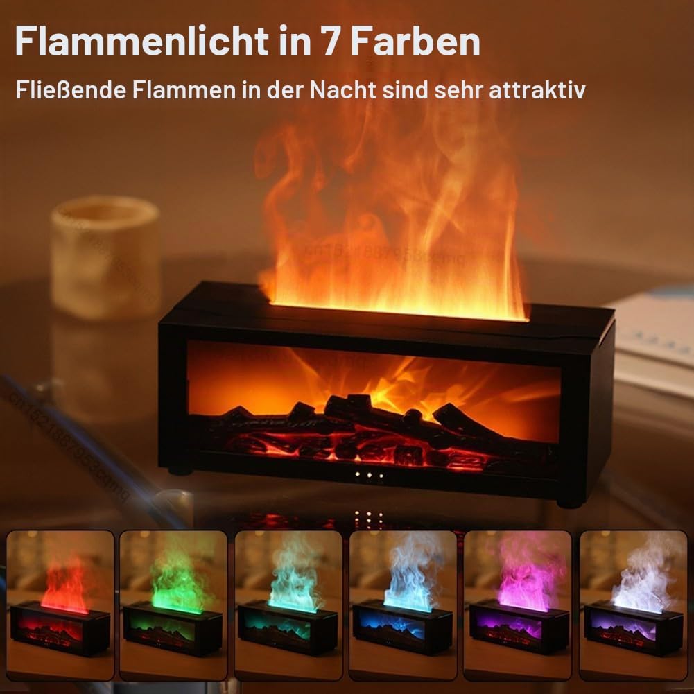 ZYWUOY Kamin-Diffusor, 3D-Flamme, Aromadiffusor, bunter Luftbefeuchter mit Fernbedienung, Dual-Beleu