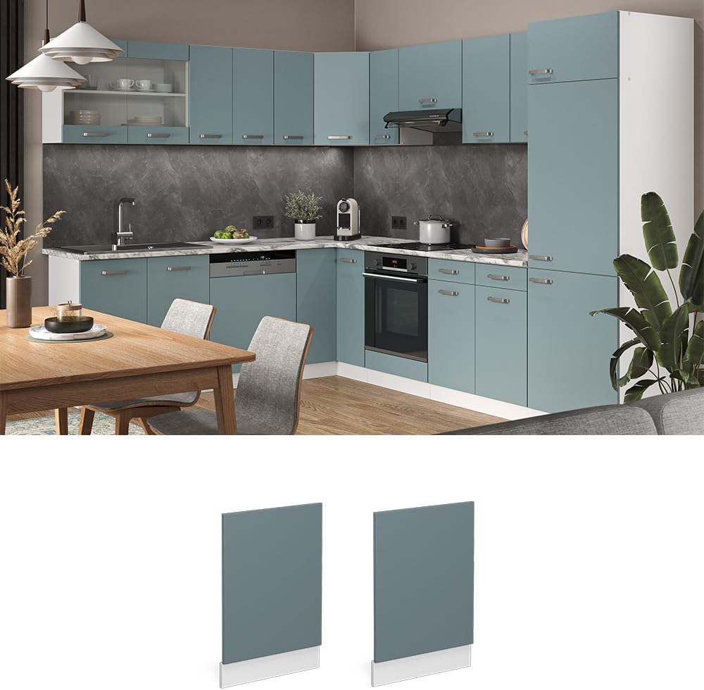Vicco Frontblende R-Line, Blau-Grau/Weiss, 45 cm, AP Anthrazit Blau-grau Frontblende 45 cm, AP Anthr