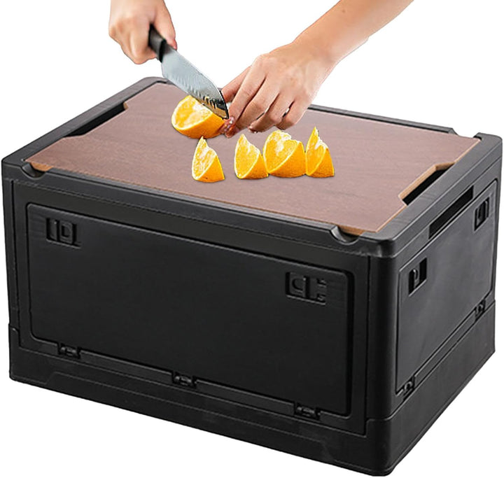 30l/50l Outdoor Camping Storage Box | Four-sided Side Door Camping Box | Wooden Cover Outdoor Storag