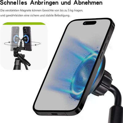 GEEKOTO Magnetische Anziehung Handy Stativ Ausziehbar, 54" Stativ für Smartphone mit 360-Grad-Panora