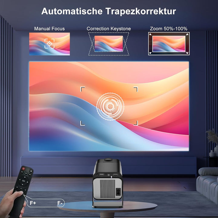 【HY320 Mini】Beamer Full HD Unterstützt 4K,Android Beamer Outdoor Handy,Portable Heimkino Mini Projek
