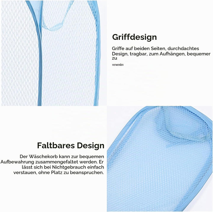 LIFEDYLUK 5 Pack Wäschekörbe Faltbar, Pop Up Laundry Basket Blau, Gelb, Rot, Lila, Grün, Mesh Aufbew