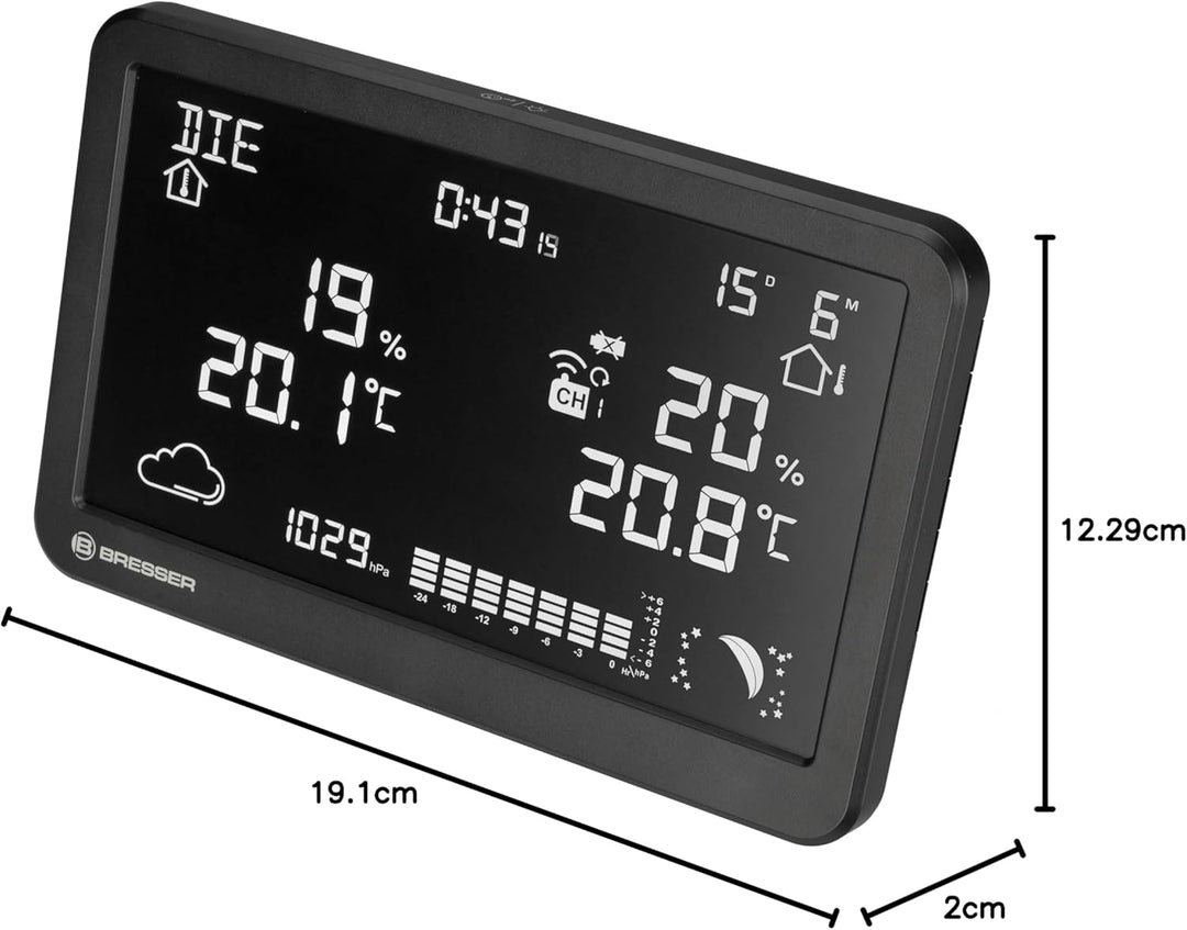 Bresser Funk-Wetterstation mit Aussensensor Temperatur Luftfeuchtigkeit Wettervorhersage Hygrometer