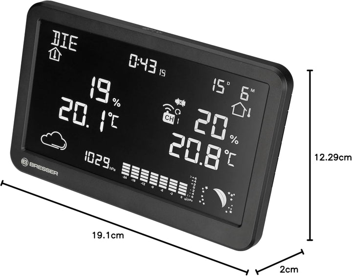 Bresser Funk-Wetterstation mit Aussensensor Temperatur Luftfeuchtigkeit Wettervorhersage Hygrometer