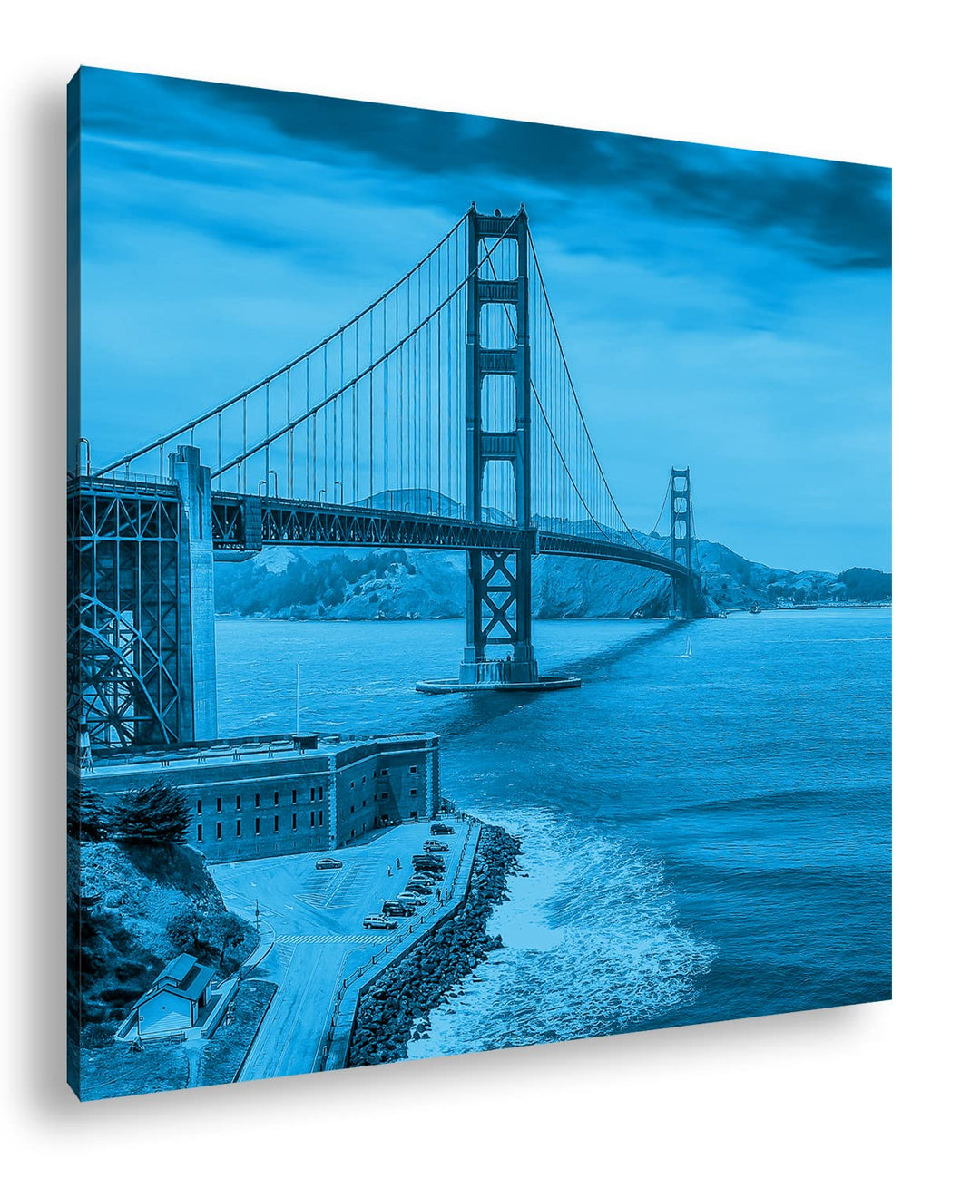 deyoli Bezaubernde Golden Gate Bridge Format: 70x70 Effekt: Monocrome Blau als Leinwand, Motiv ferti