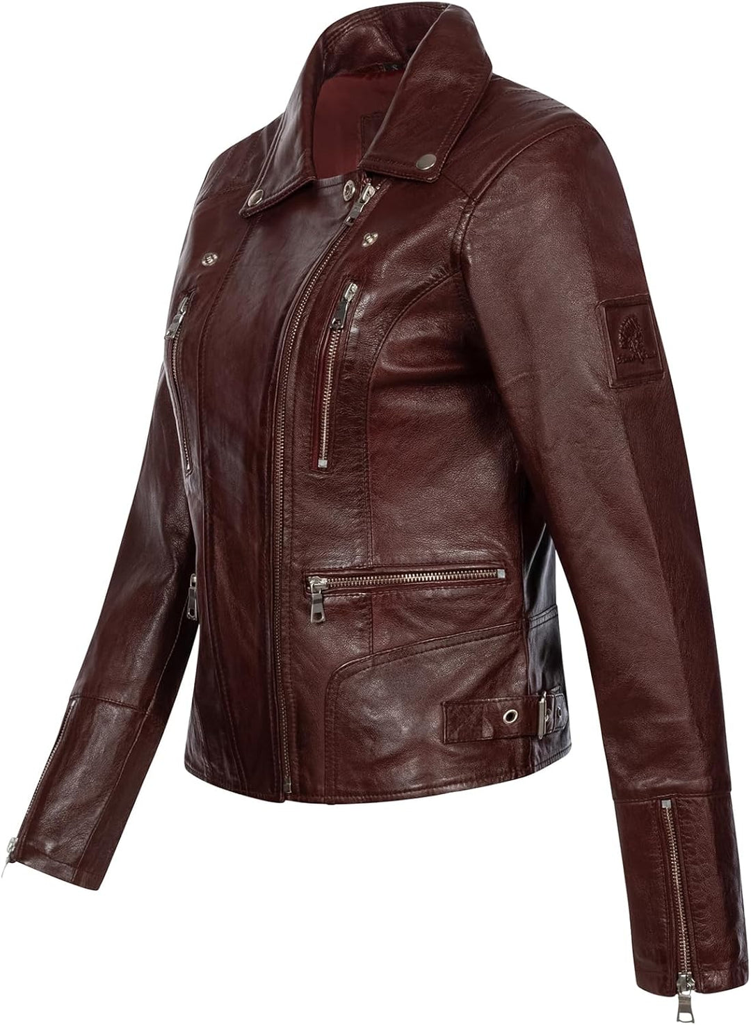 Rock Creek Damen Lederjacke echt Leder Jacke D-490 M Weinrot, M Weinrot