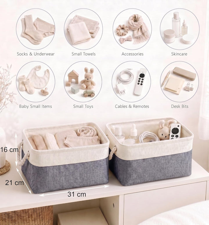 Mangata aufbewahrungskorb Stoff 4er Set, Kleine aufbewahrungsbox Schrank, Korb aufbewahrung Stoff mi