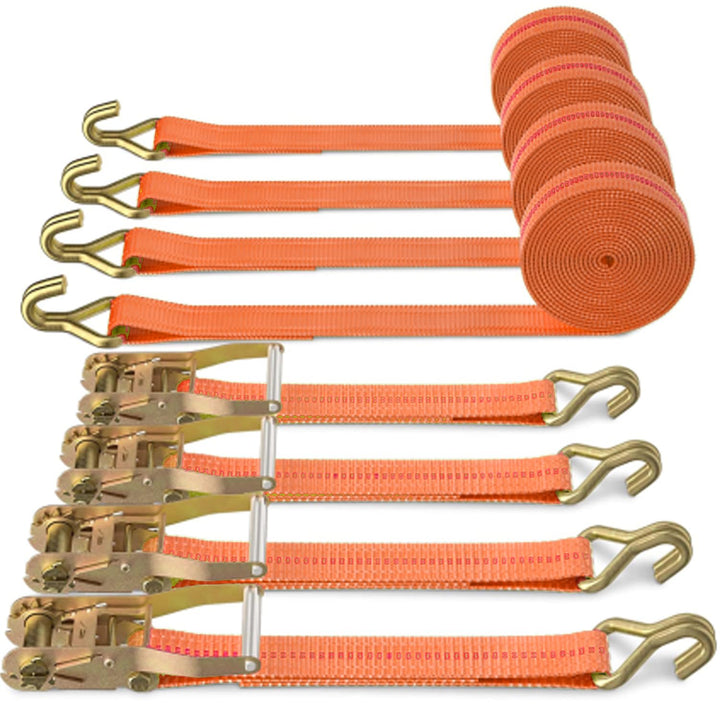 SENENQU 4 Sätze à 3000 kg Spanngurte mit Ratsche und Haken 6 m x 38 mm, Zurrgurt mit Ratsche und Hak