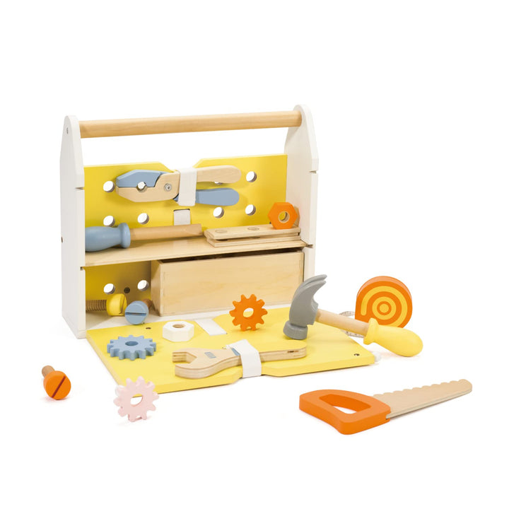 Classic World Werkzeugkasten | Holzspielzeug aus 27 Teile | Kinderwerkzeug für Jungen und Mädchen |
