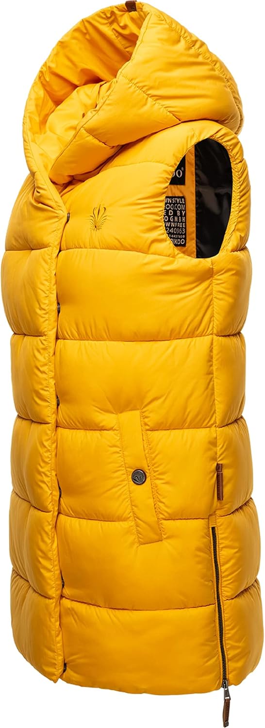 Navahoo warme Damen Winter Steppweste lang mit Kapuze Madilynaa XS-XXL S Gelb, S Gelb