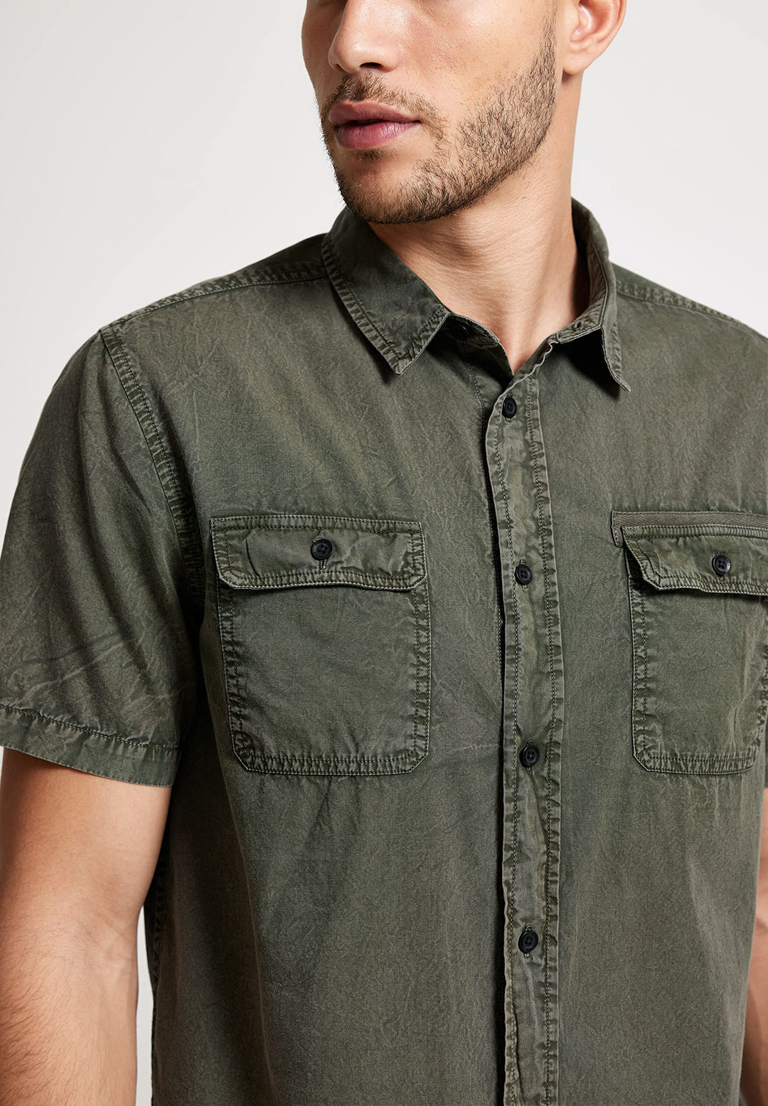 Street One MEN Herren Hemd in Washedoptik L Mud Green, L Mud Green