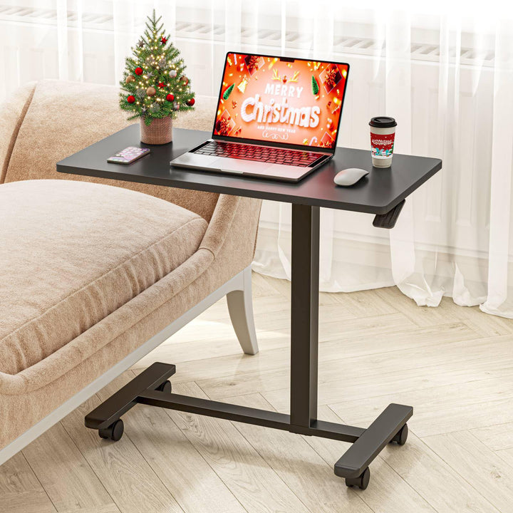 Dripex Beistelltisch mit Rollen Laptoptisch Höhenverstellbar Schreibtisch aus Holz, Sofatisch Nachtt