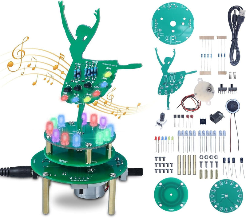 DONGKER Löt Bausatz, Tanzende Mädchen LED Schweissset mit Musik, Spieluhr Desktop Ornamente Elektron