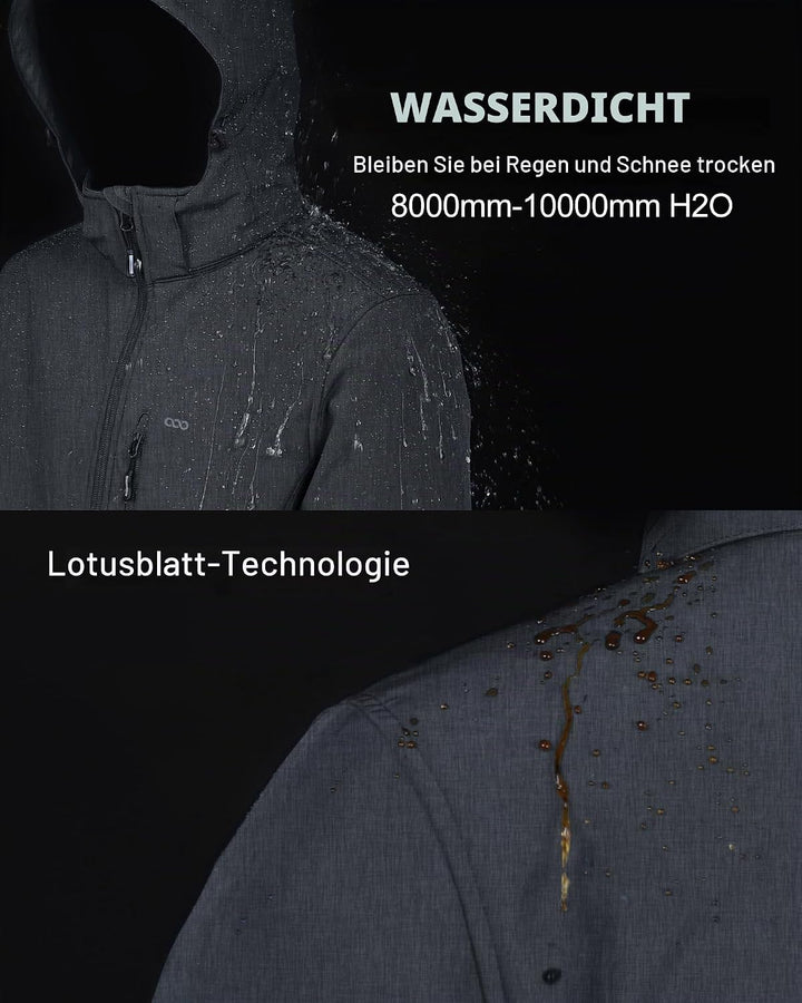 33,000ft Softshelljacke für Herren Wasserdicht Winterjacke Winddicht Warme Fleece Gefüttert Windbrea