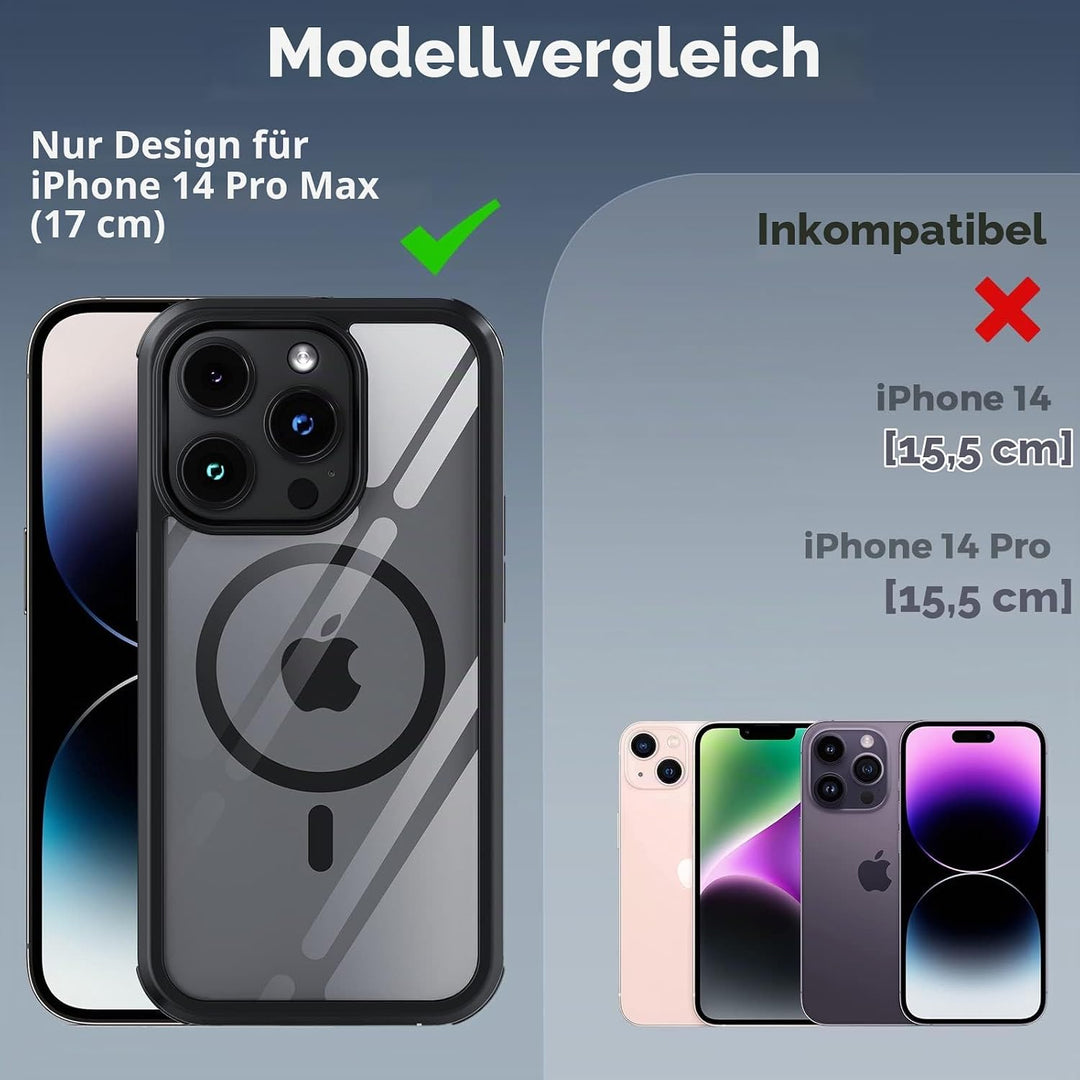 Holidi iPhone 14 Pro Max Hülle für Magsafe, 360 Grad Hülle, Handyhülle Schutzhülle mit Eingebautem 9