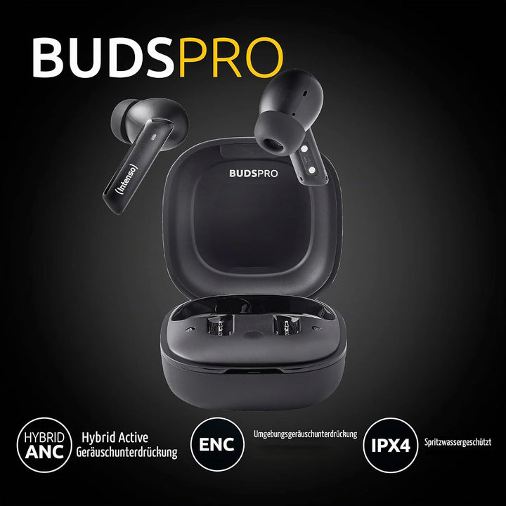 Intenso Buds Pro - TWS True Wireless Kopfhörer T510HAE mit Hybrid ANC, ENC, Bluetooth und bis zu 35
