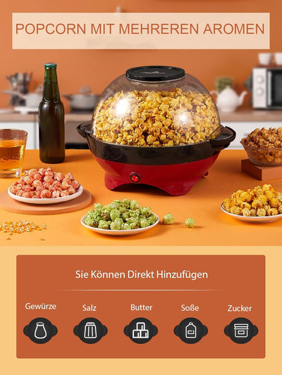 Popcornmaschine, 5.5L / 180g, HOUSNAT 800W Zuhause Popcorn Maker Machine mit Antihaftbeschichtung un