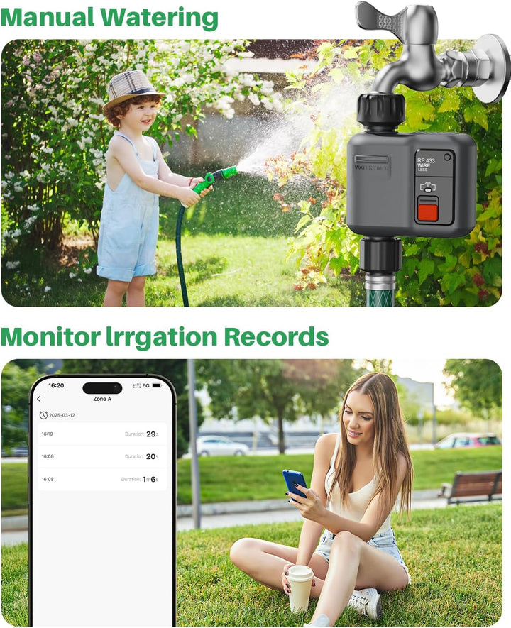 Bewässerungscomputer WLAN mit 300M RF-Technologie, Bewässerungsuhr für Gartenbewässerung Kompatibel