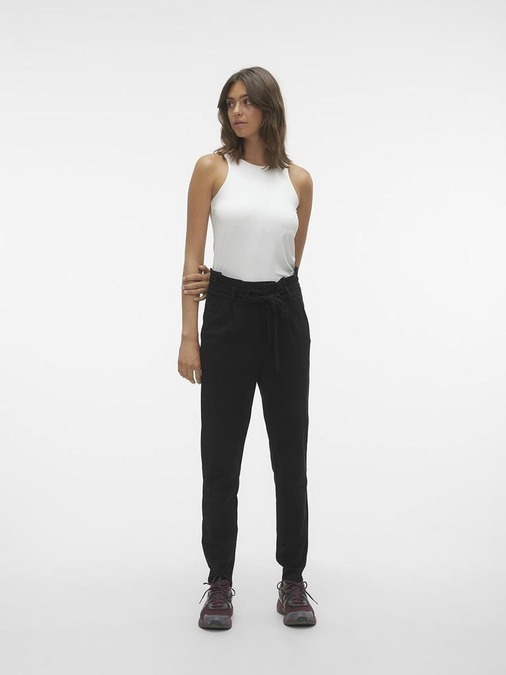 VERO MODA Damen Vmeva Hr Loose Paperbag PNT Ga Tall Noos Hose XS / 36L Schwarz, XS / 36L Schwarz