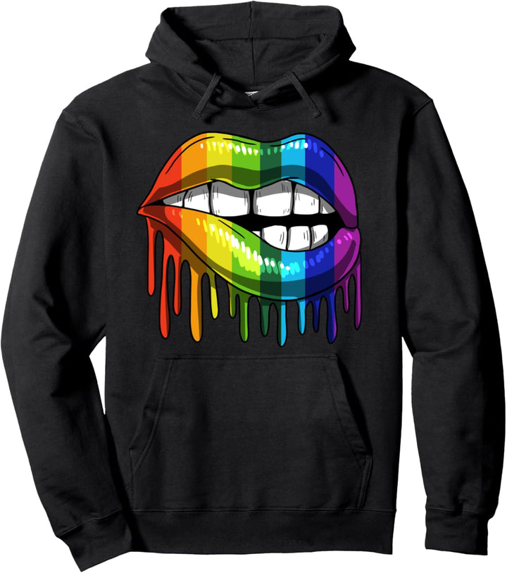 Rainbow Lip Drip Lesbian Gay Pride Bisexual Transgender LGBT Pullover Hoodie