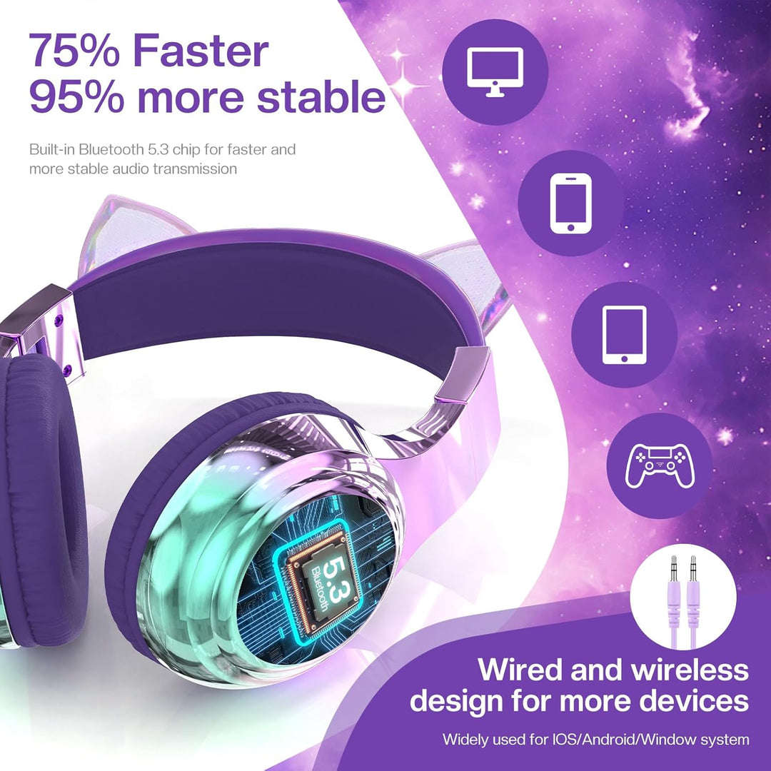 JYPS Bluetooth Kopfhörer Kinder, Metallisch Kabellose Kopfhörer Kinder Over Ear mit 74/85dBA Lautstä