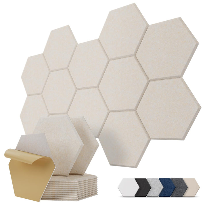 Hexagon Akustikplatten Selbstklebend, 12 Stück Hohe Dichte Schallabsorber Wand für Decken-/Tür-/Wand