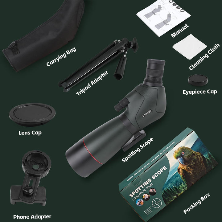 Spektive für Zielschiessen - HD Spektiv mit Stativ Tragetasche & Smartphone Halterung - BAK4 Spektiv