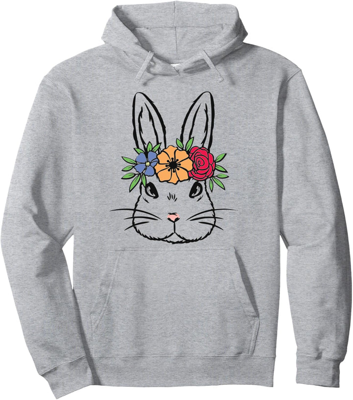 Osterhasengesicht Kostüm mit Blumen für Ostertage Pullover Hoodie