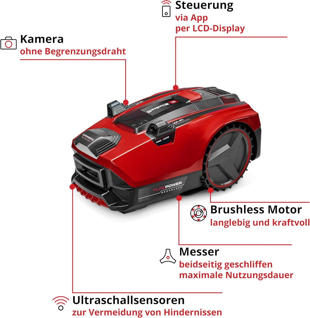 Einhell Mähroboter FREELEXO CAM PLUS 600 Power X-Change (18 V, Kamera statt Begrenzungsdraht, für 60